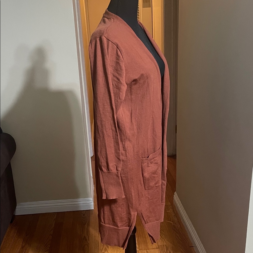 Chic Brown Open Front Cardigan for Women - Picture 3 of 6